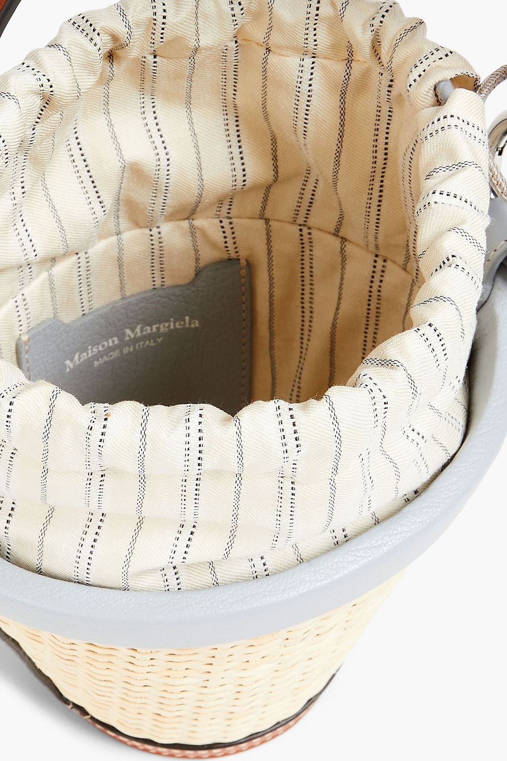 MAISON MARGIELA Leather and rattan bucket bag