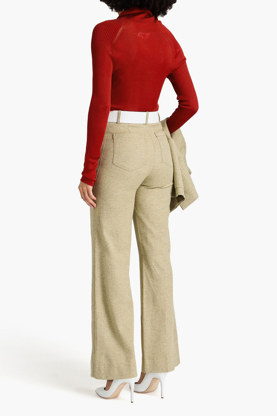  Victoria Beckham - Rollkragenpullover Aus Rippstrick Mit Stickereien - Rot - Xs 
