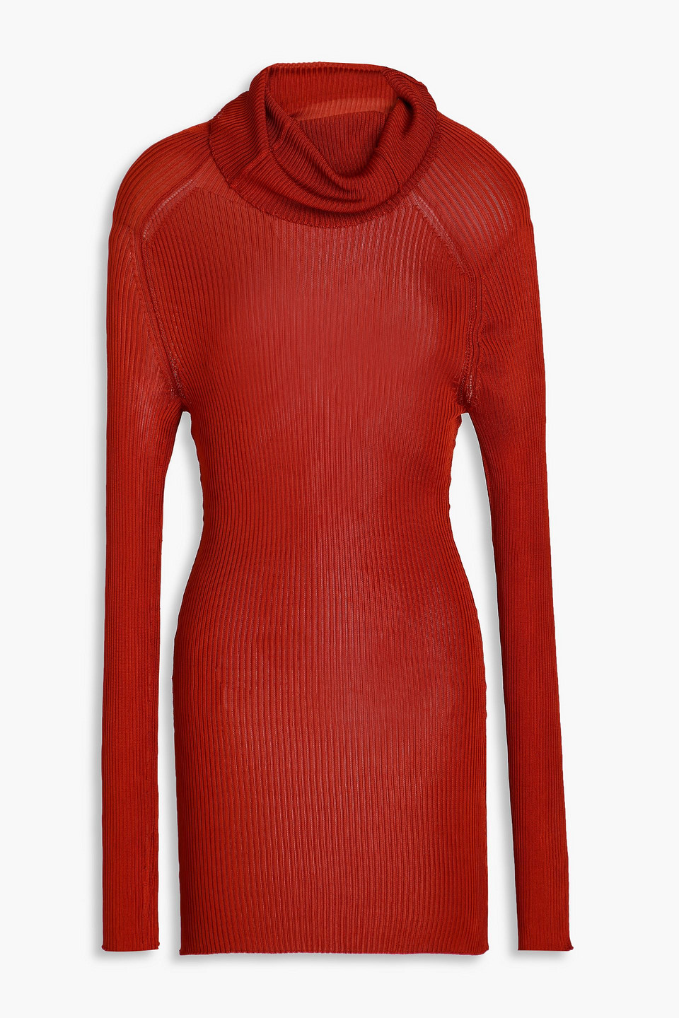 Victoria Beckham - Embroidered ribbed-knit turtleneck sweater - Red - XL