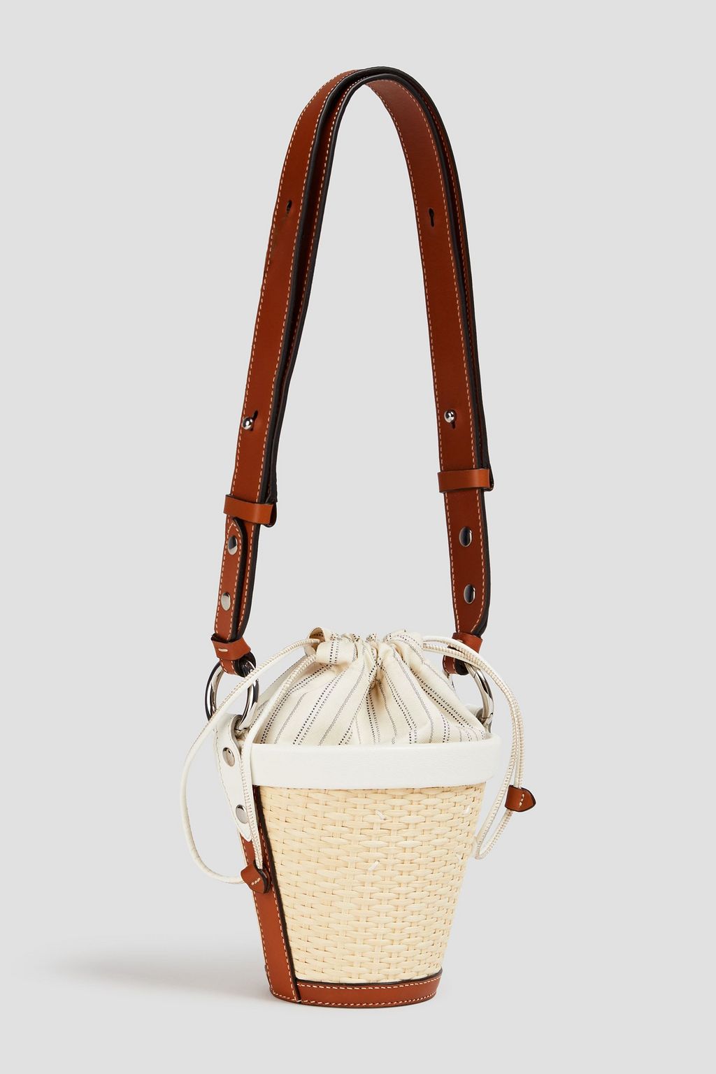 MAISON MARGIELA Leather and rattan bucket bag