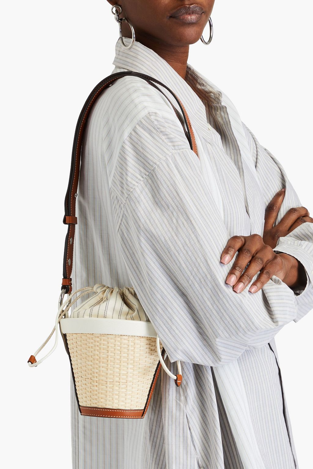 MAISON MARGIELA Leather and rattan bucket bag