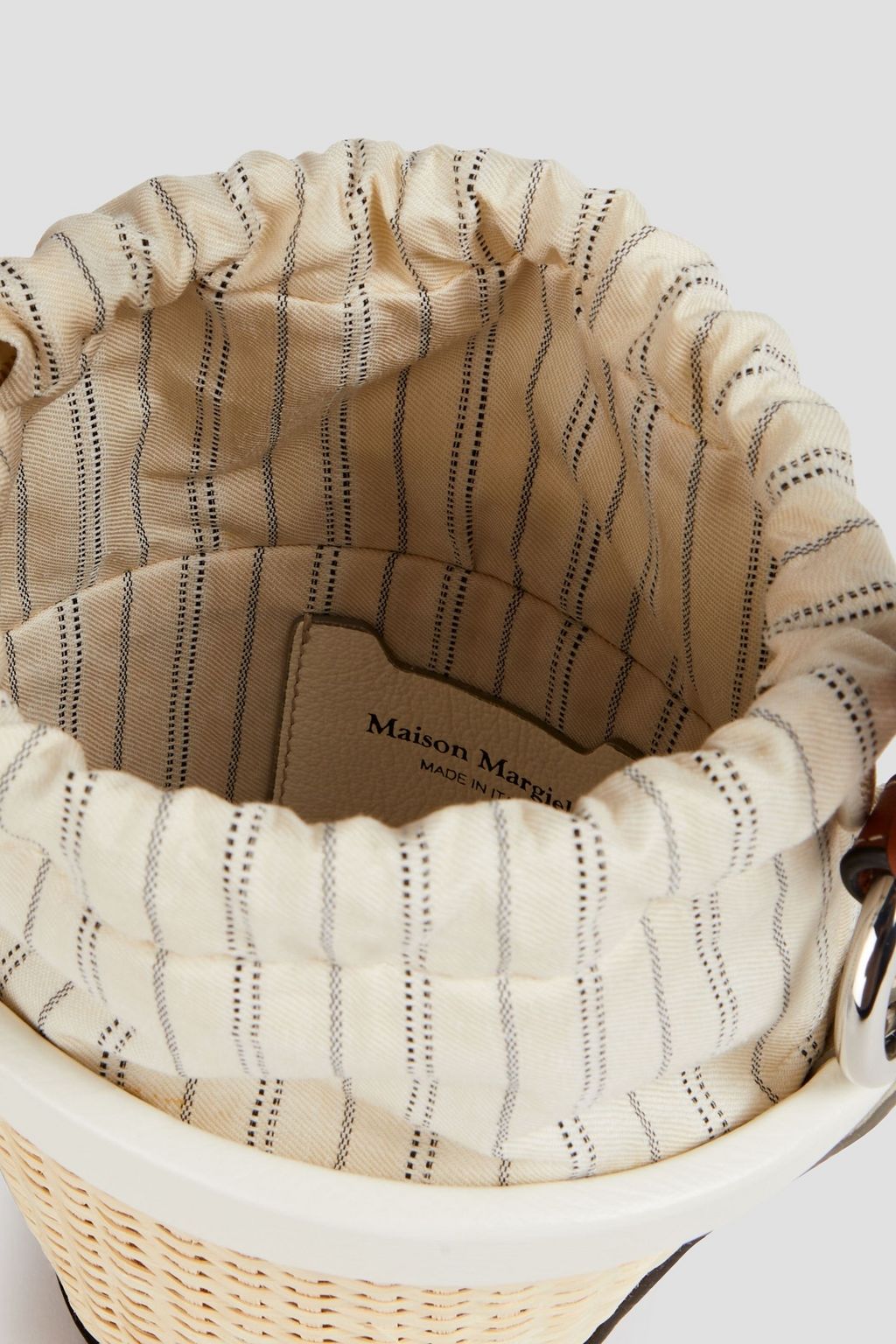 MAISON MARGIELA Leather and rattan bucket bag