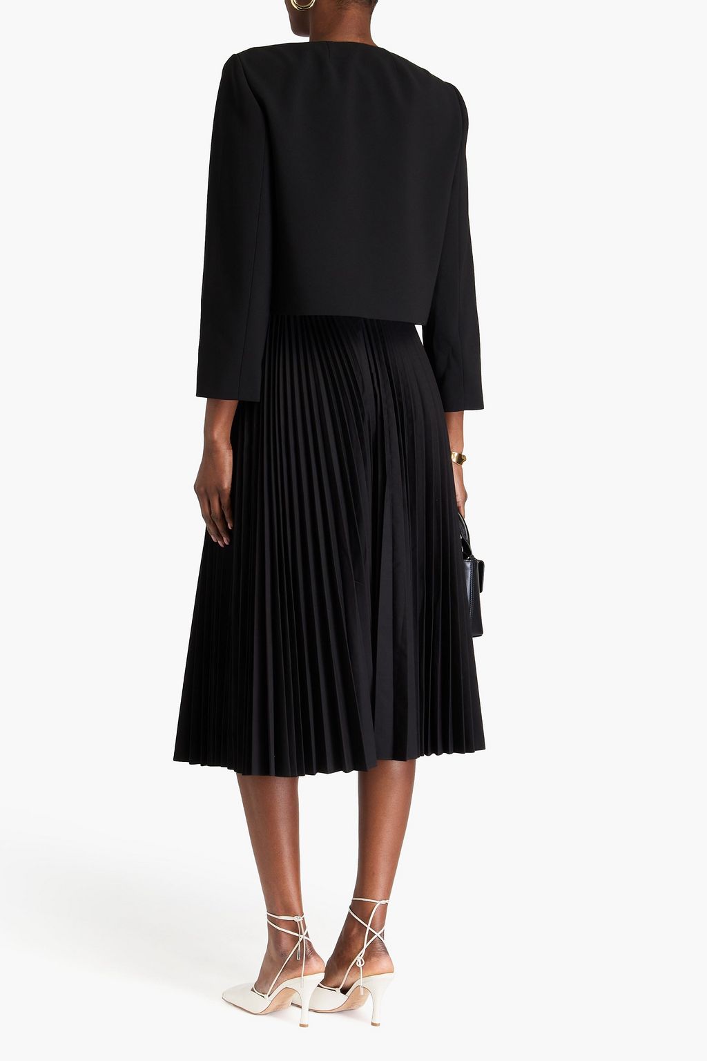 THEORY Pleated poplin midi skirt