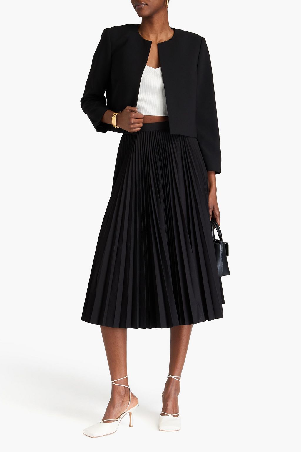 THEORY Pleated poplin midi skirt