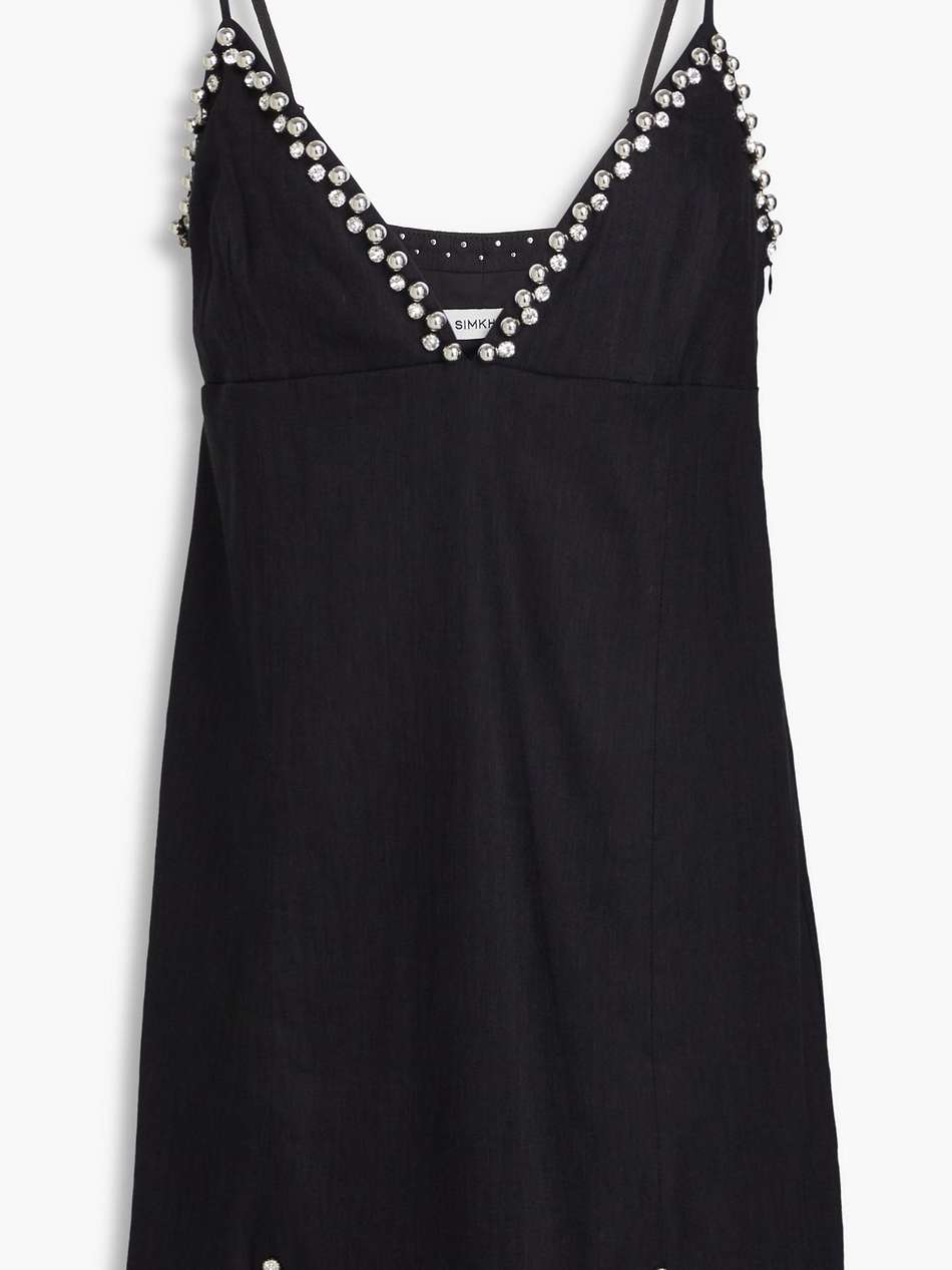 azzura embellished linen-blend mini dress