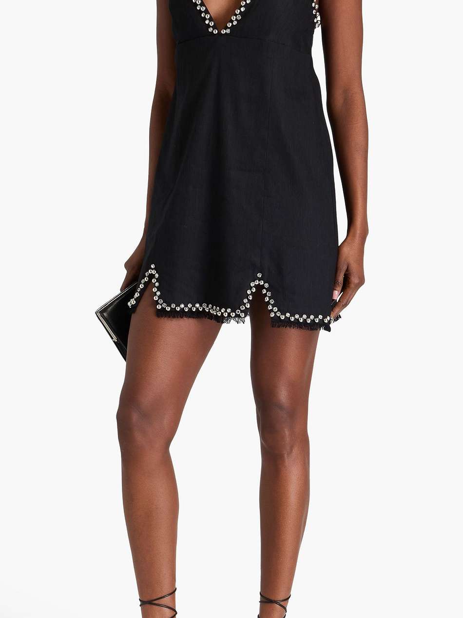 azzura embellished linen-blend mini dress