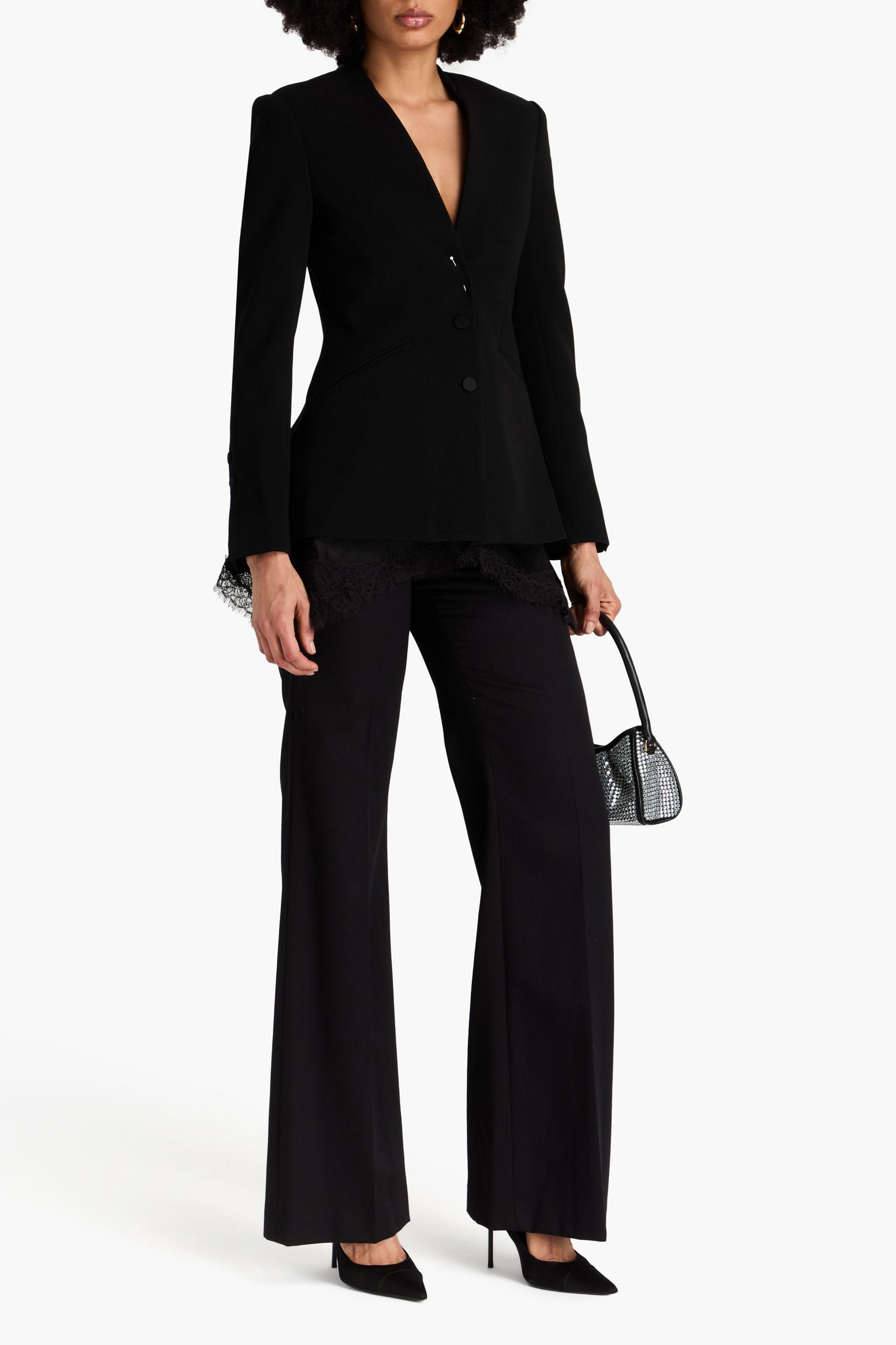 SIMKHAI Allie lace-trimmed cady blazer