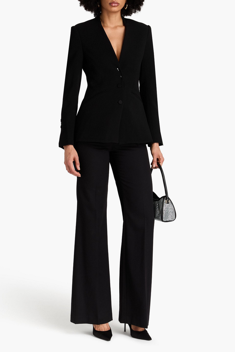 Shop Simkhai Allie Lace-trimmed Cady Blazer In Black