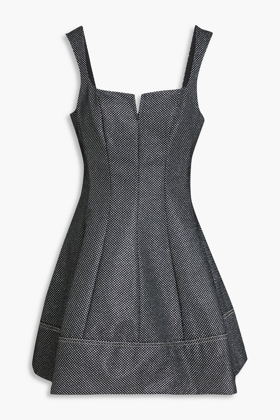 Simkhai Lydie Glittered Polka-dot Crepe Mini Dress In Black