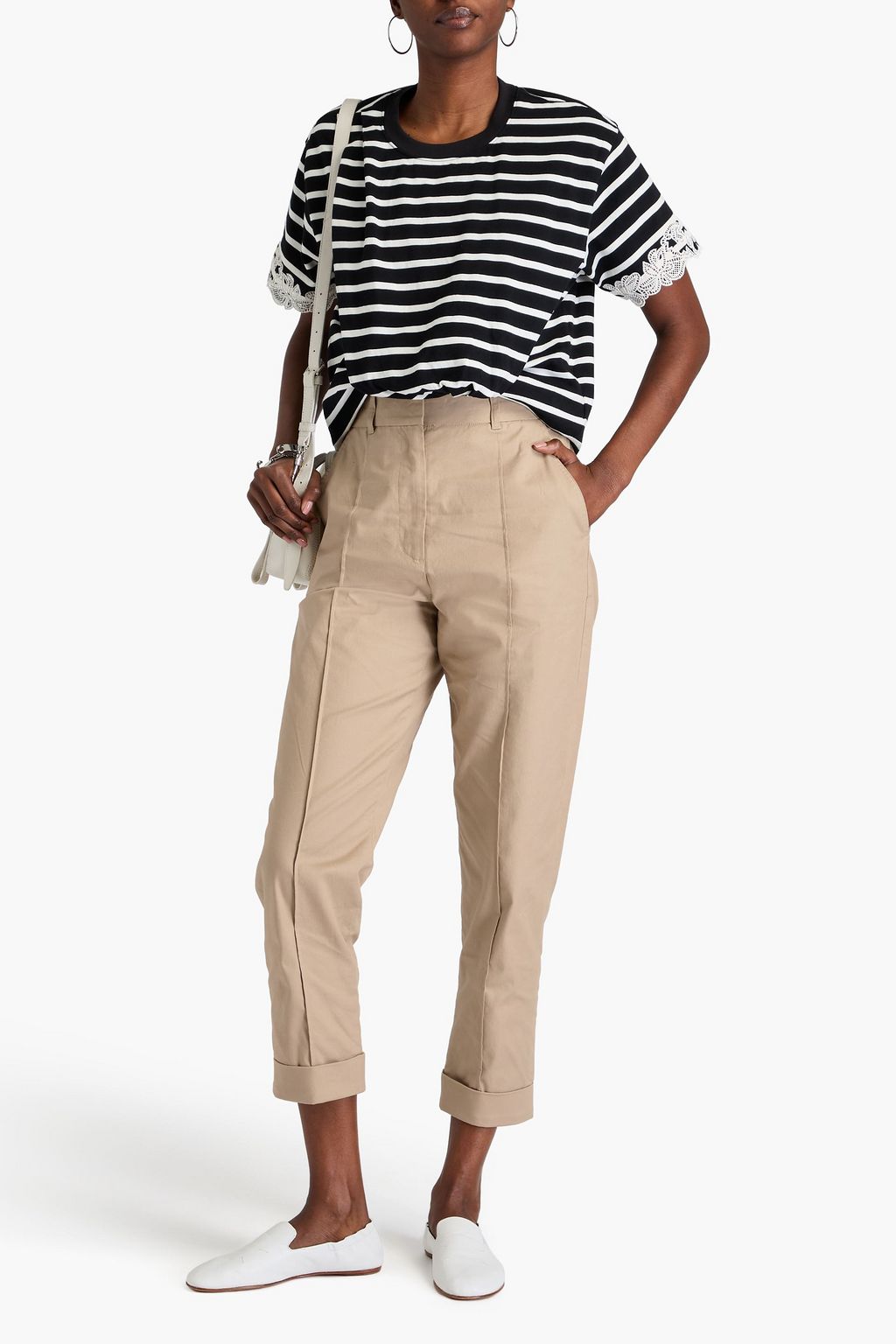 3.1 PHILLIP LIM بنطال بقصة تضيق تدريجياً من مزيج من القطن