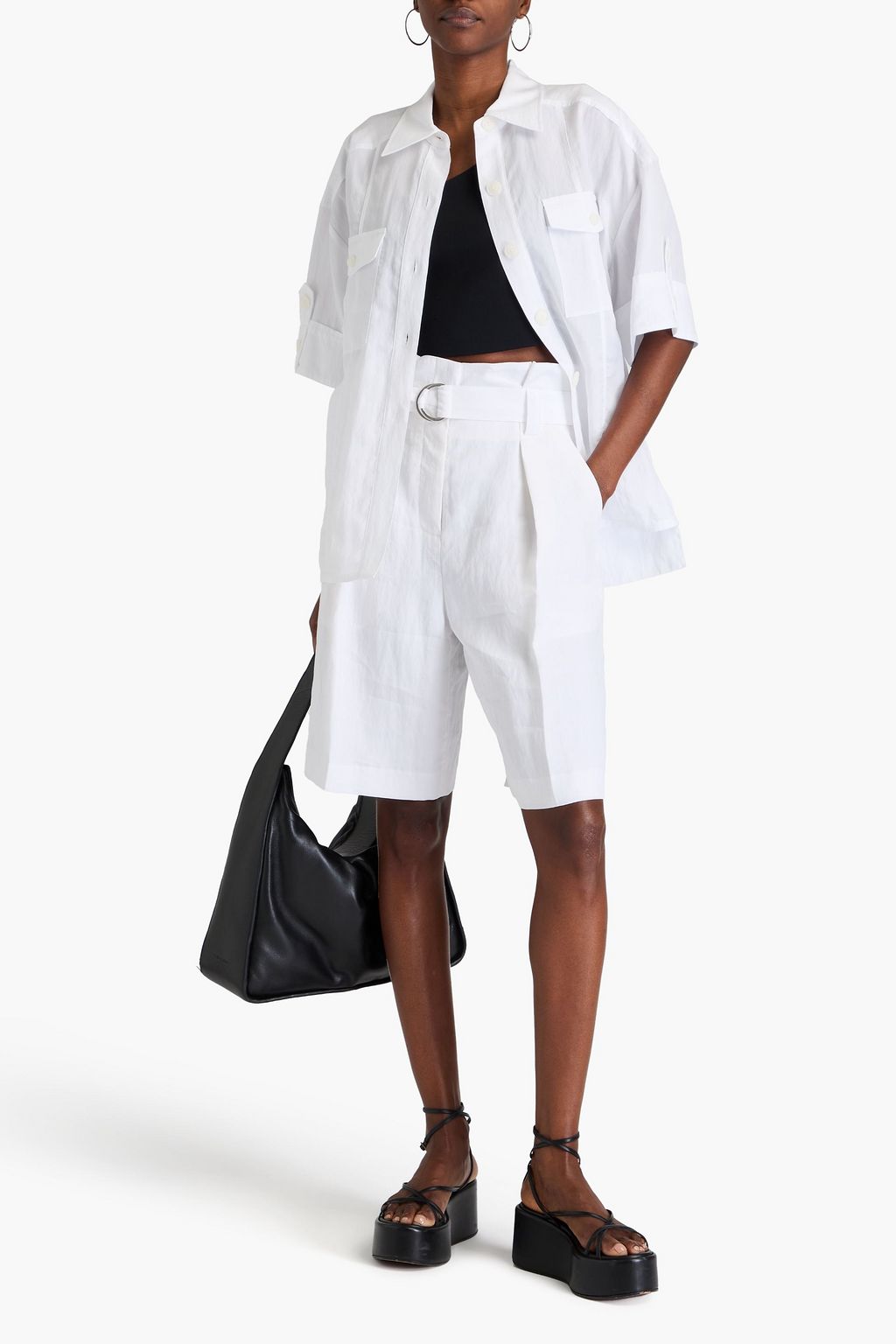 3.1 PHILLIP LIM شورت من مزيج تنسل™ بكسرات