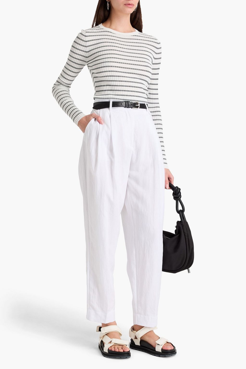 3.1 PHILLIP LIM بنطال بقصة تضيق تدريجياً من مزيج تنسل™ مزين بكسرات