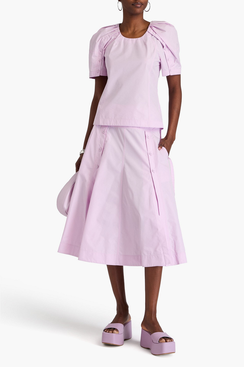 3.1 Phillip Lim Puff-sleeve Cotton-blend Top In Lilac