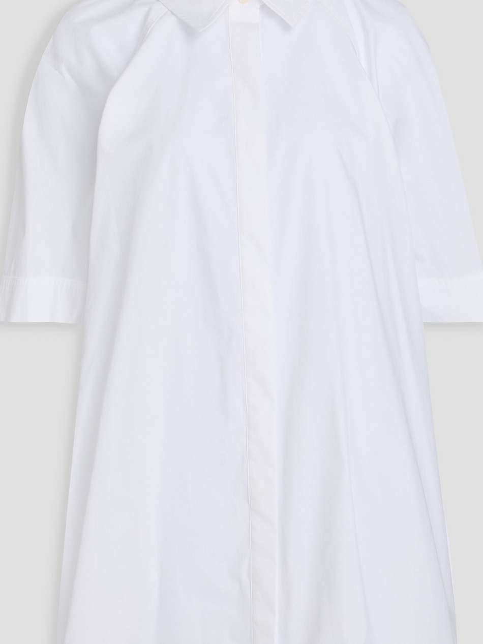 blanche pleated cotton-poplin and georgette mini shirt dress