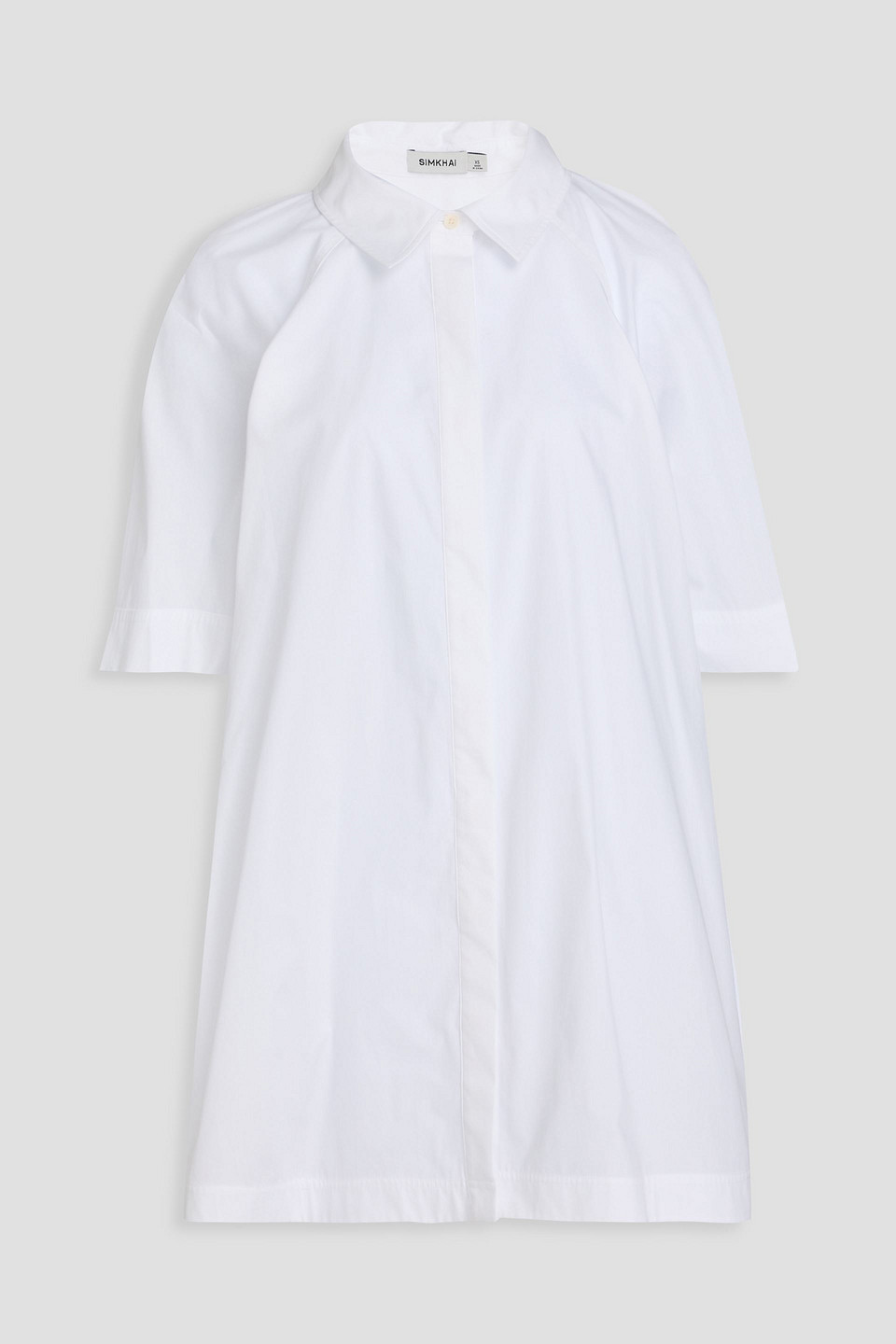 Simkhai Blanche Pleated Cotton-poplin And Georgette Mini Shirt Dress In White