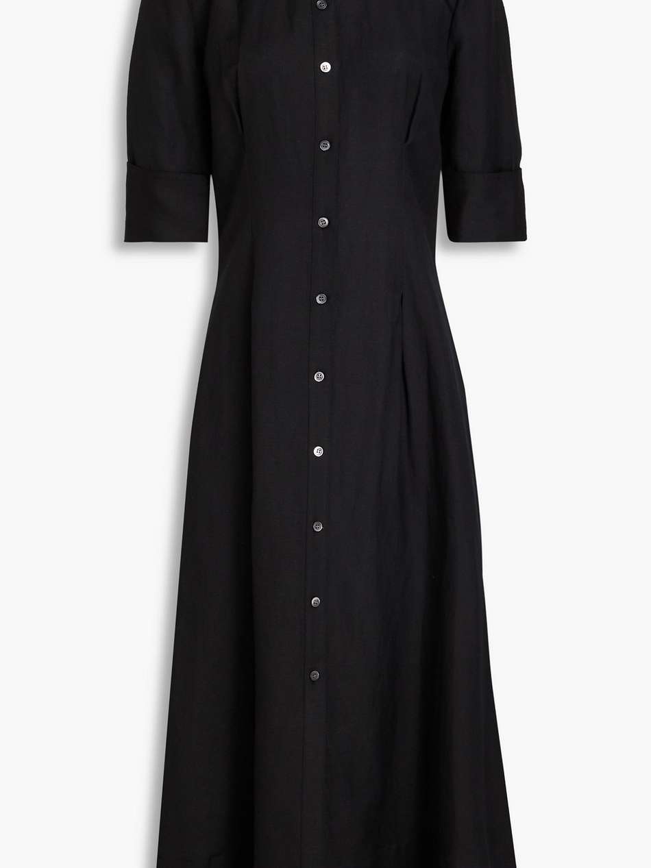 jazz linen-blend midi shirt dress