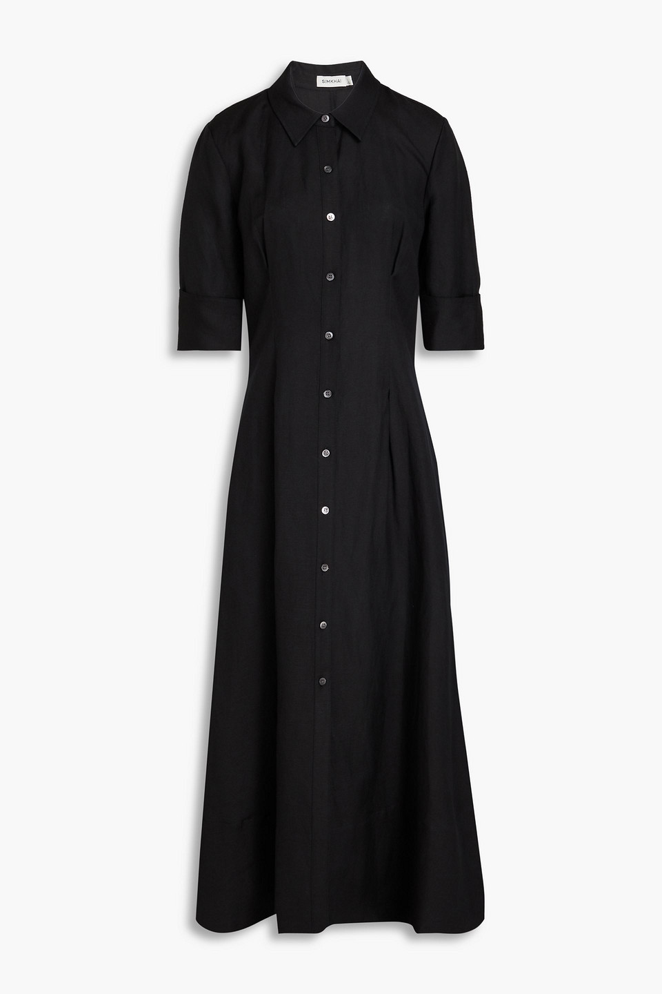 Simkhai Jazz Linen-blend Midi Shirt Dress In Black