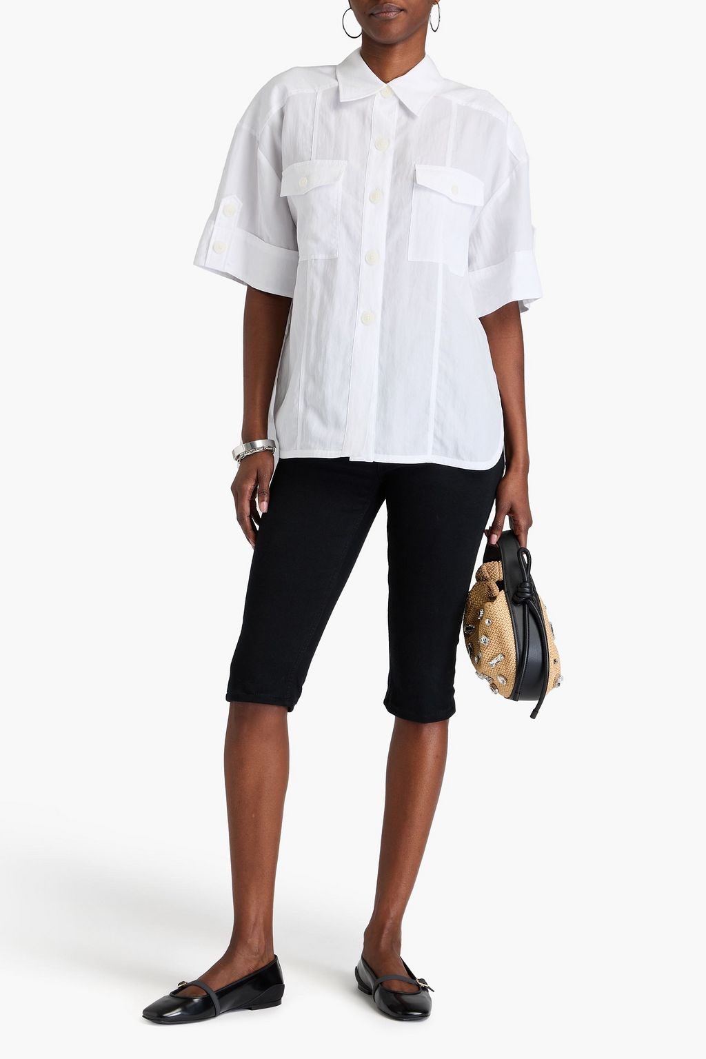 3.1 PHILLIP LIM قميص مصنوع من مزيج التنسل™ بتصميم مجعد