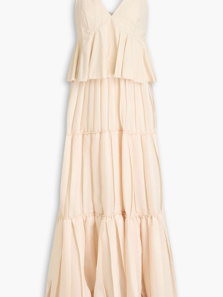 delania tiered cotton-poplin and georgette maxi dress
