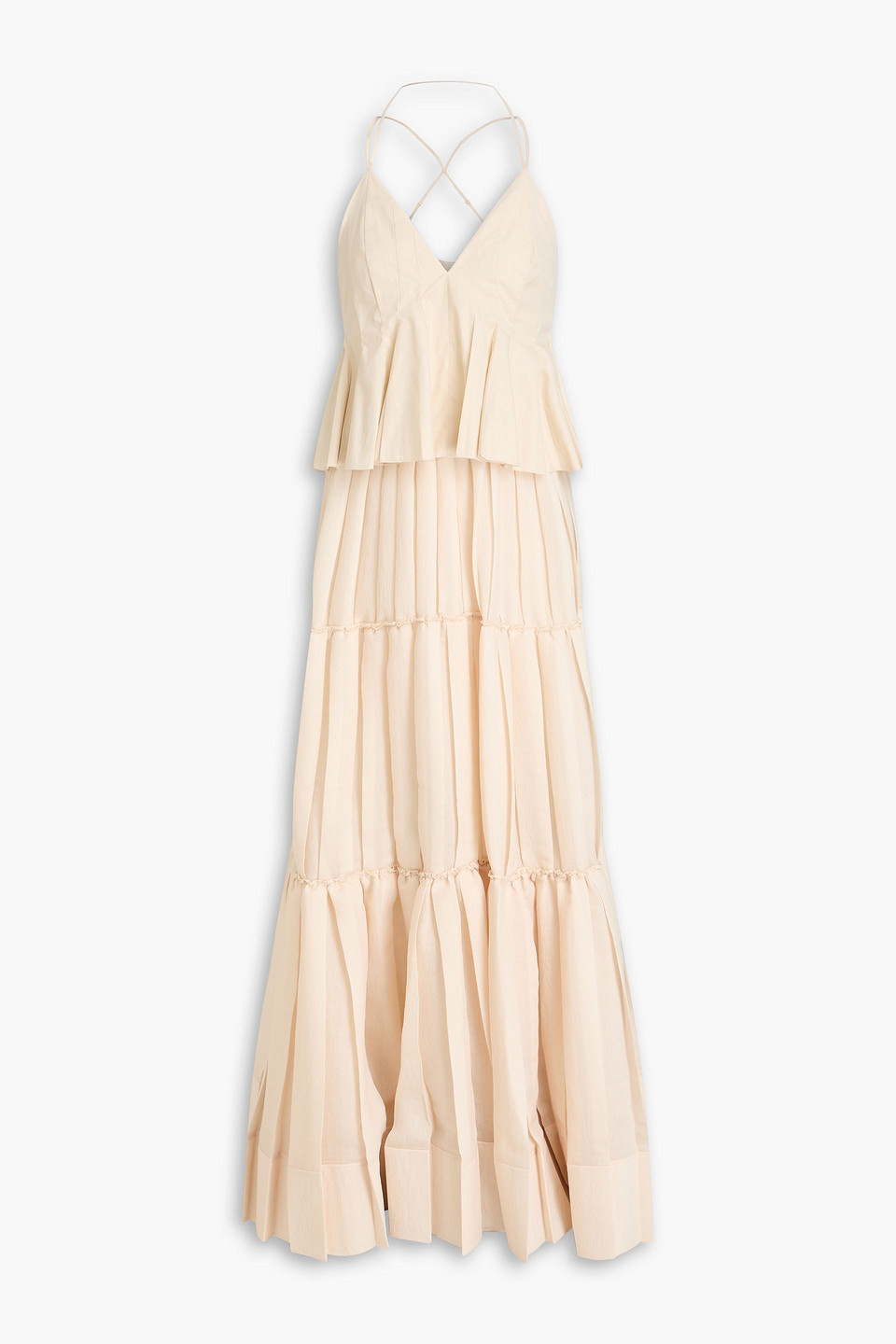 Simkhai Delania Pleated Cotton Maxi Dress In Sand