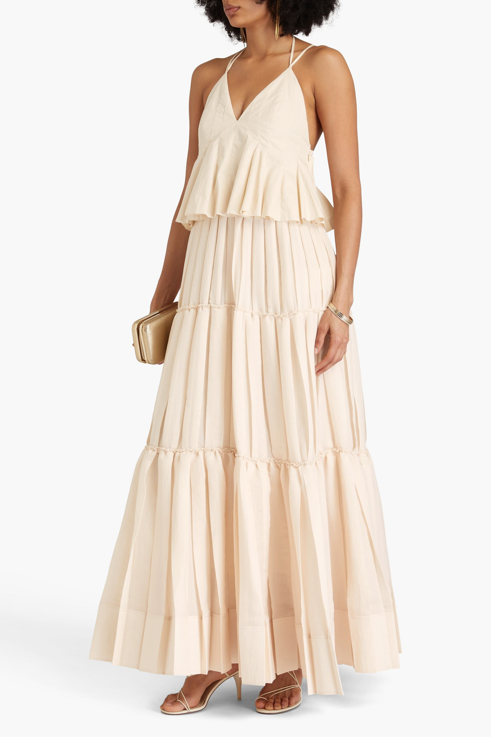 SIMKHAI Delania tiered cotton-poplin and georgette maxi dress