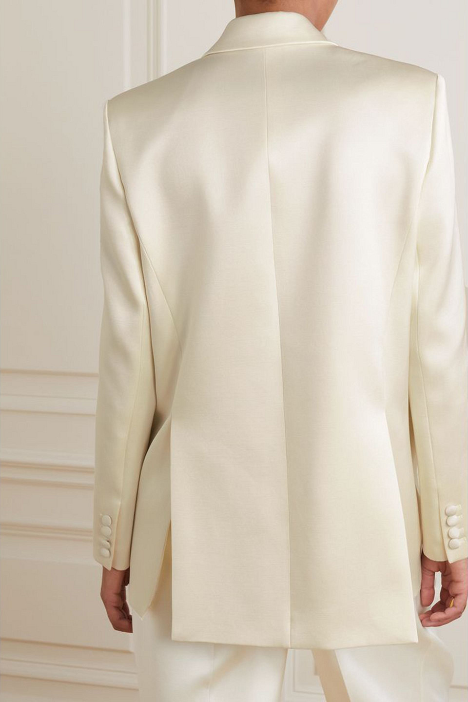 Magda Butrym Silk Satin-trimmed Wool Blazer In Ivory