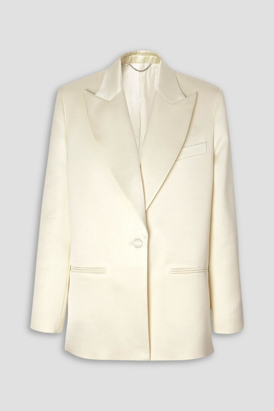 Magda Butrym Silk Satin-trimmed Wool Blazer In Yellow