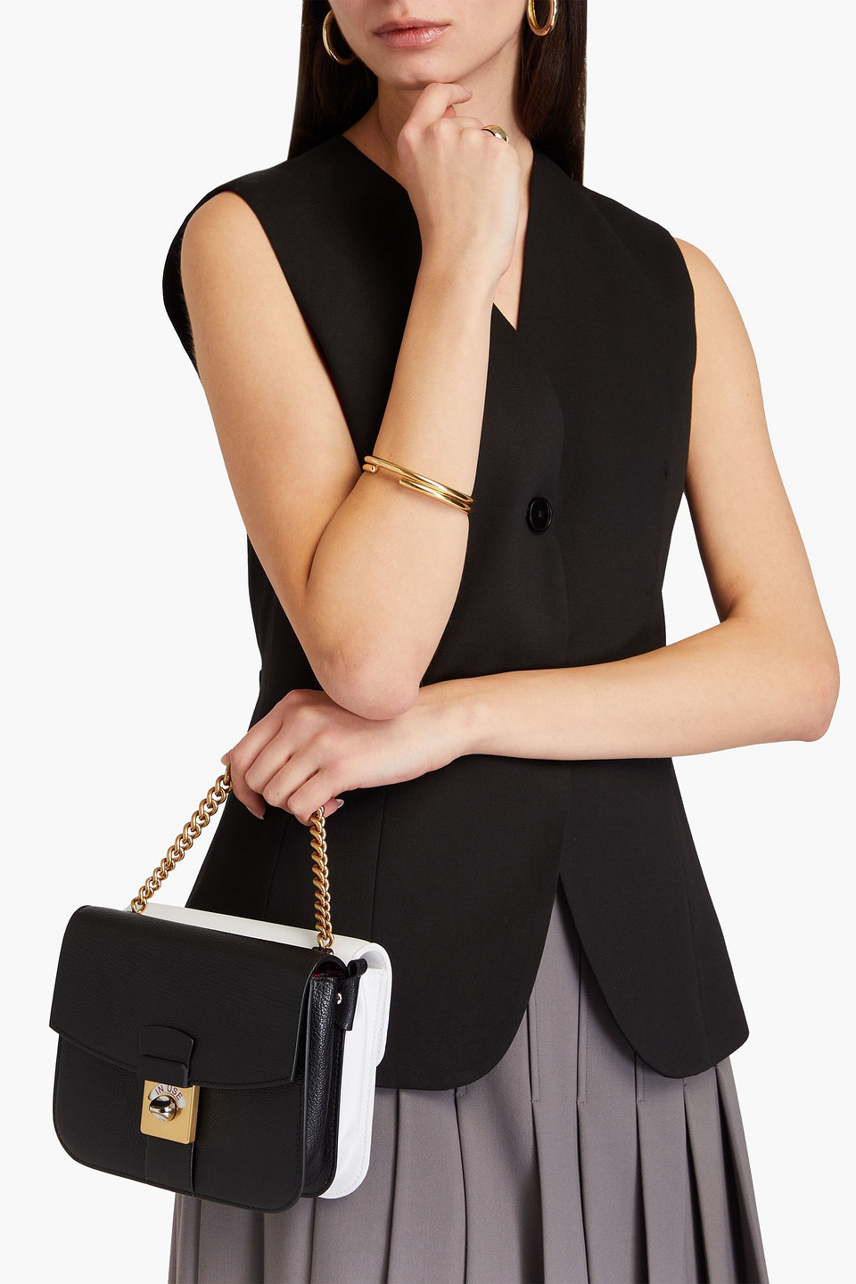 Maison Margiela Two-tone Shoulder Bag In Schwarz