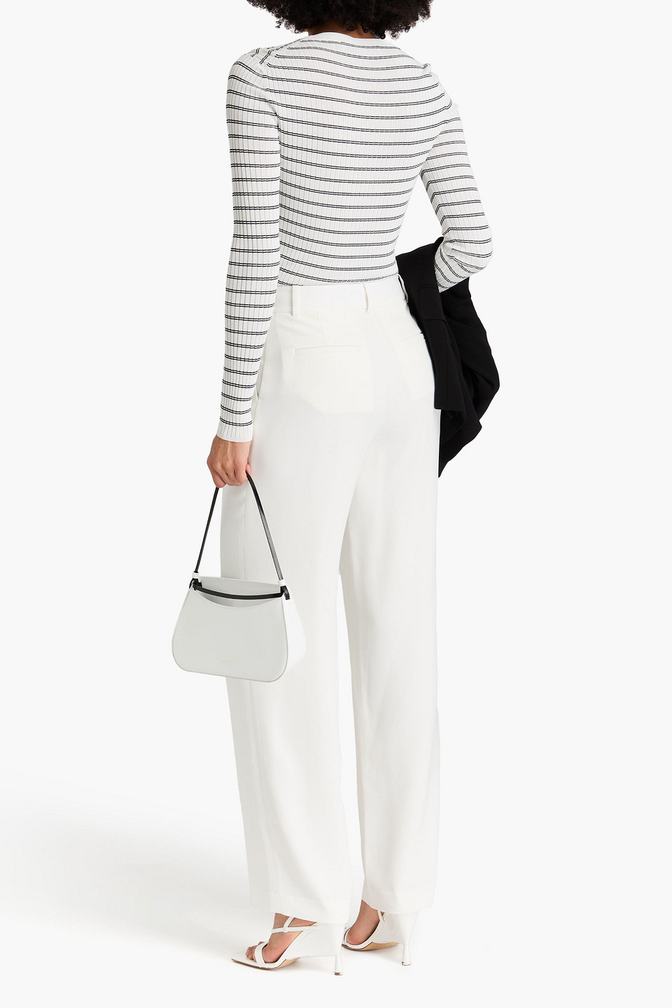 Shop Simkhai Novia Pleated Crepe Straight-leg Pants In Ivory