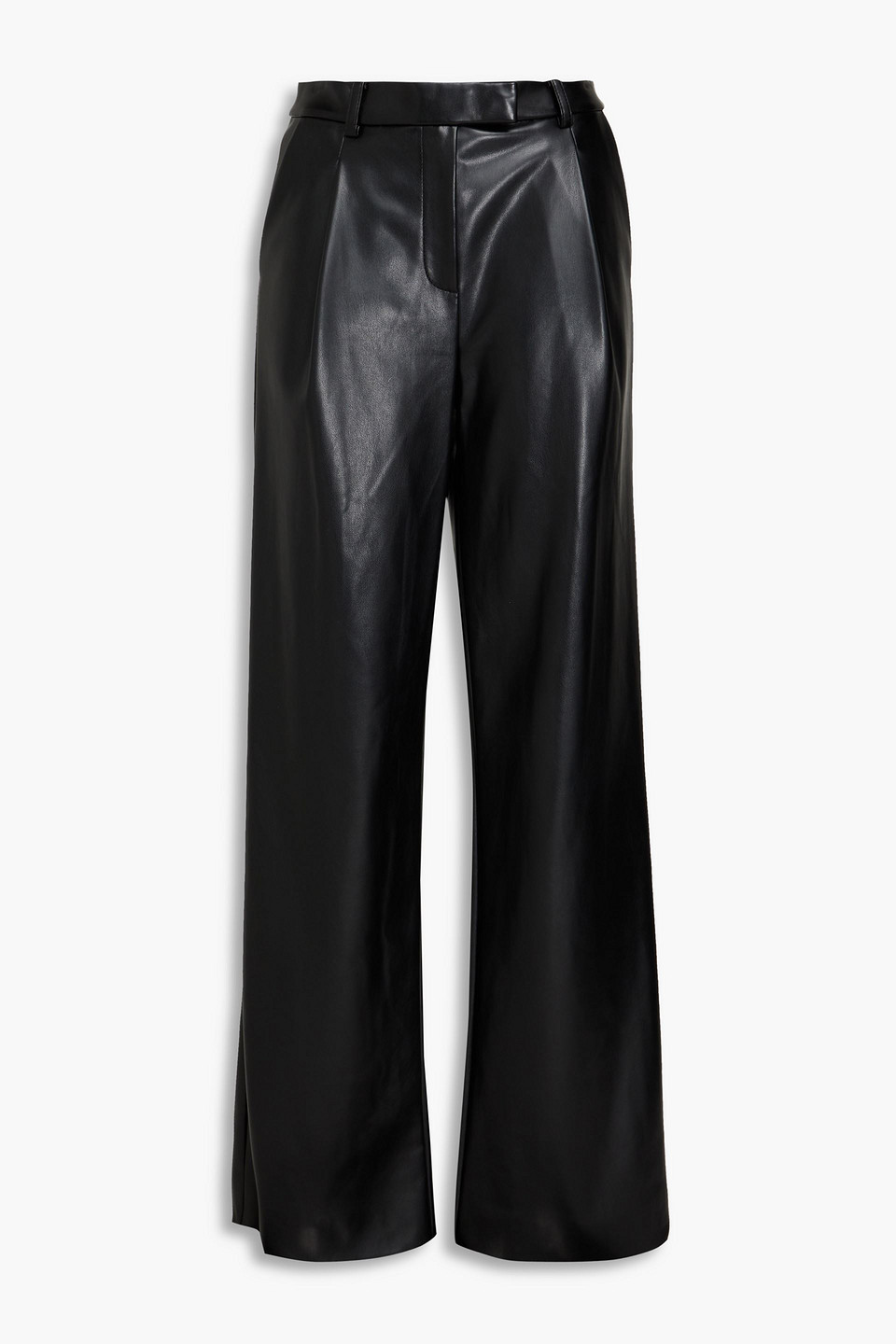 Simkhai Pleated Faux Leather Wide-leg Pants In Black