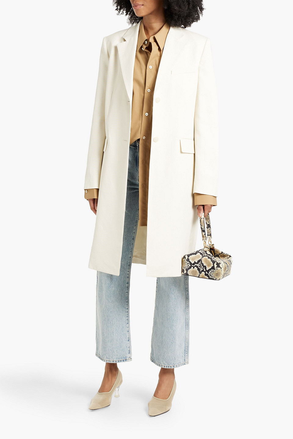 Nili Lotan Glenn Cotton And Linen-blend Twill Coat In Ecru