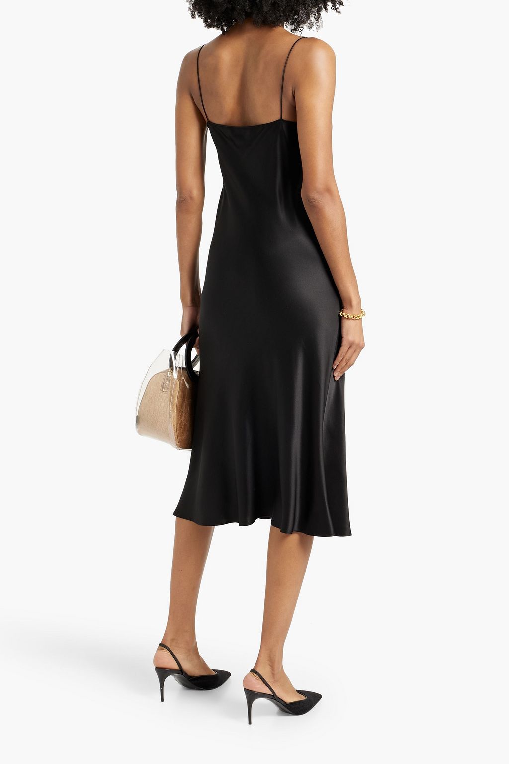 NILI LOTAN Enora draped silk-satin midi slip dress