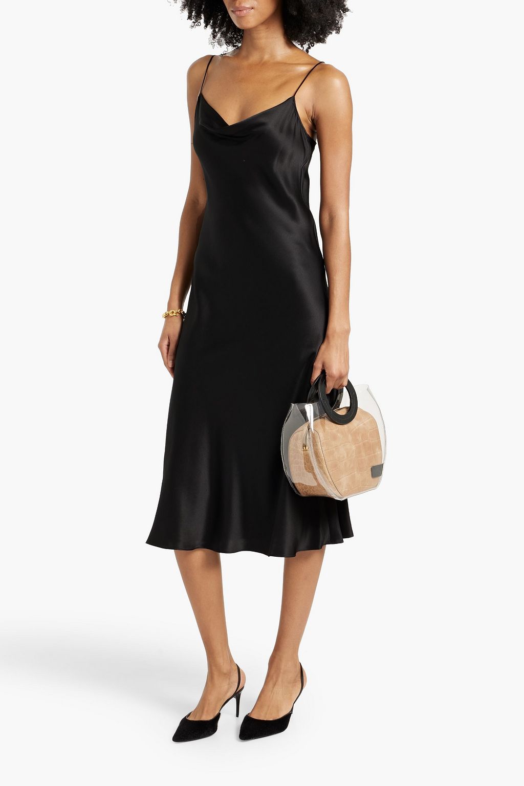 NILI LOTAN Enora draped silk-satin midi slip dress