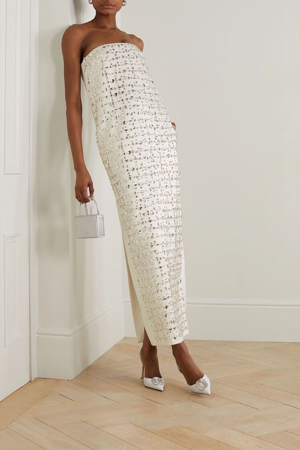 16ARLINGTON Blaise strapless crystal-embellished duchesse-satin maxi dress