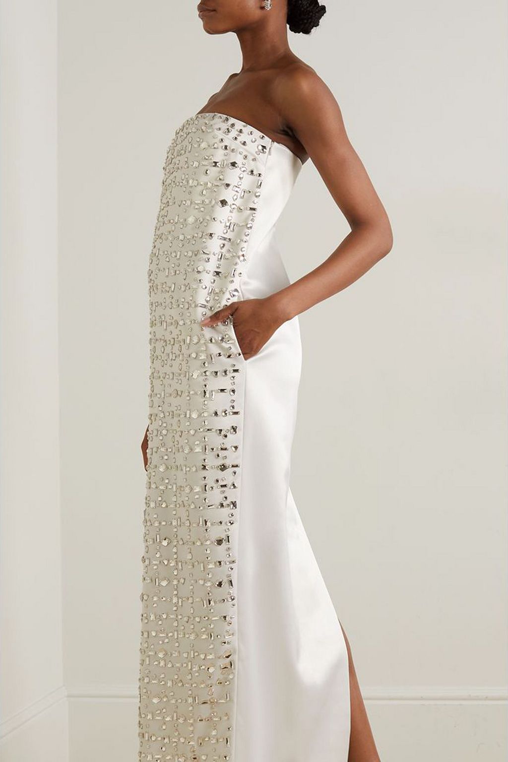 16ARLINGTON Blaise strapless crystal-embellished duchesse-satin maxi dress