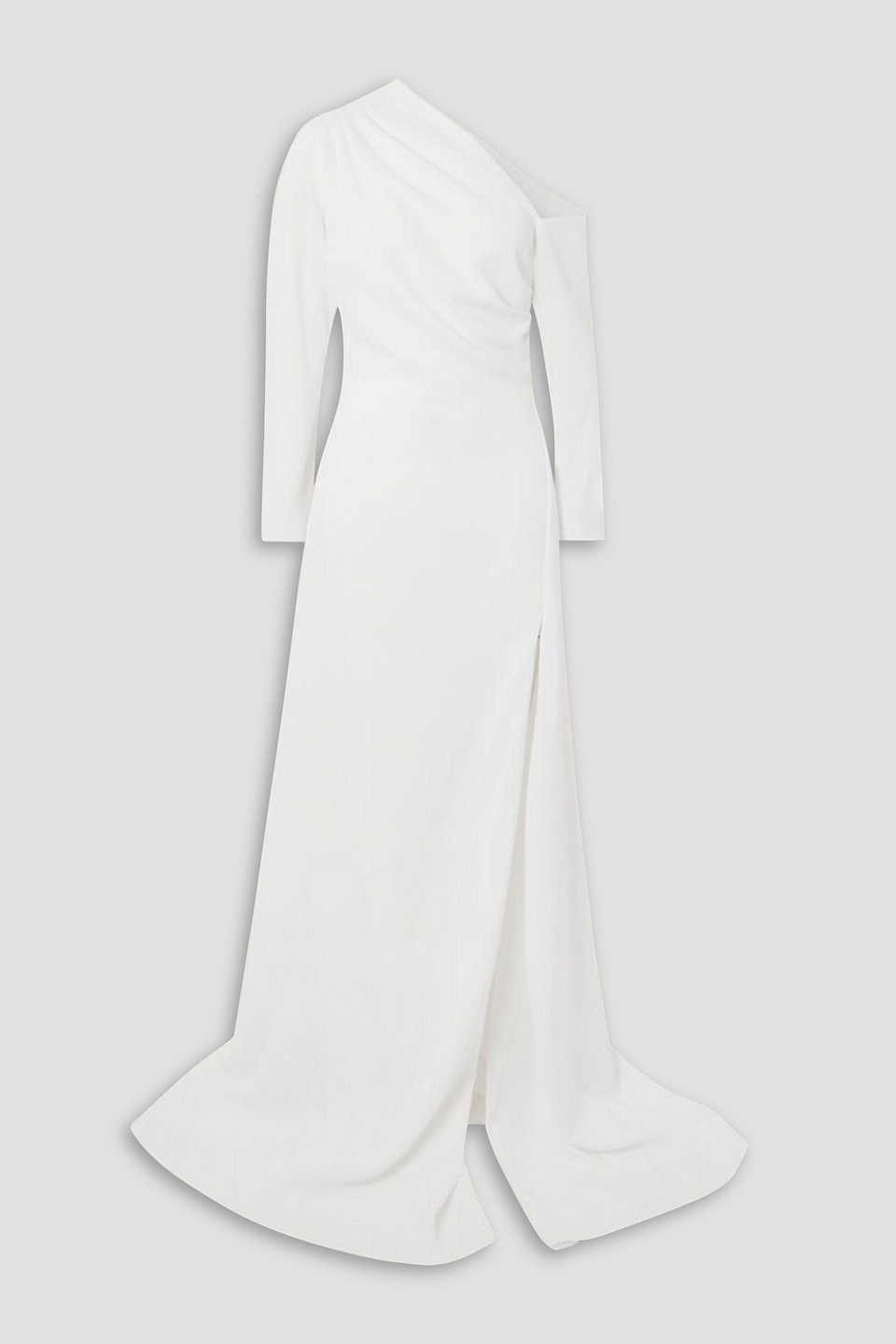 16arlington Adelaide One-shoulder Crepe Gown In Weiss