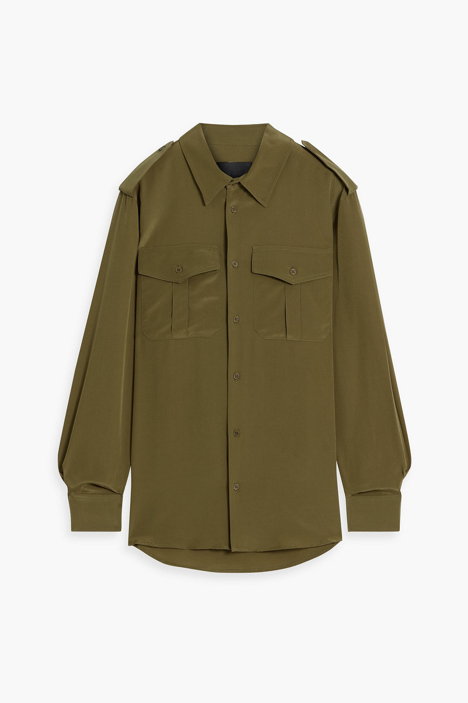 Nili Lotan Jeanette Silk Shirt In Army Green
