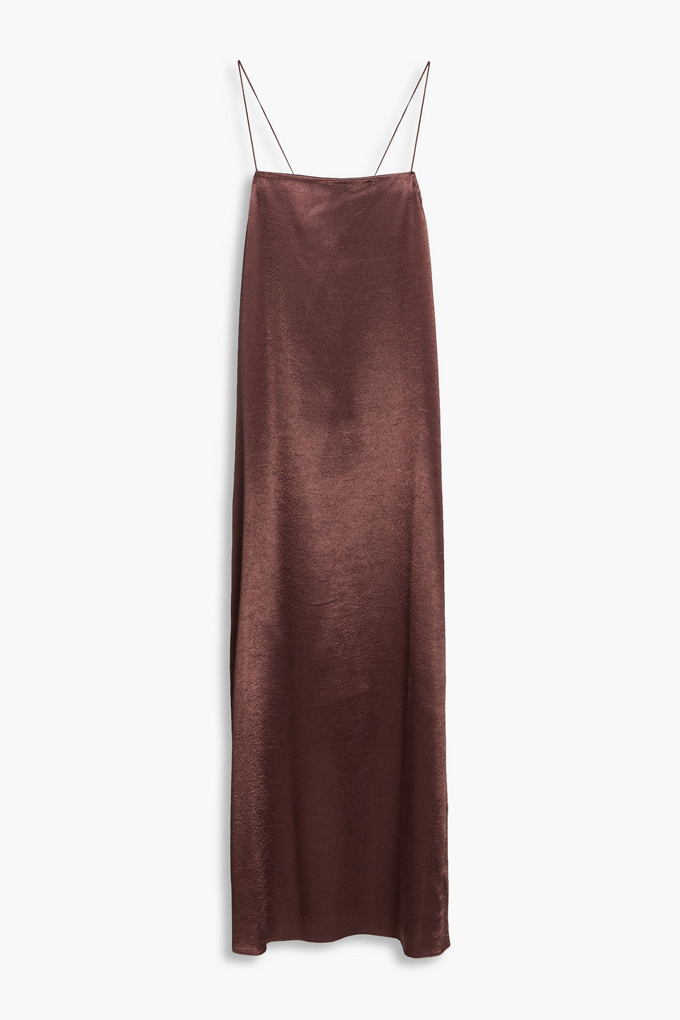 Tibi Satin-crepe Midi Slip Dress In Chocolate