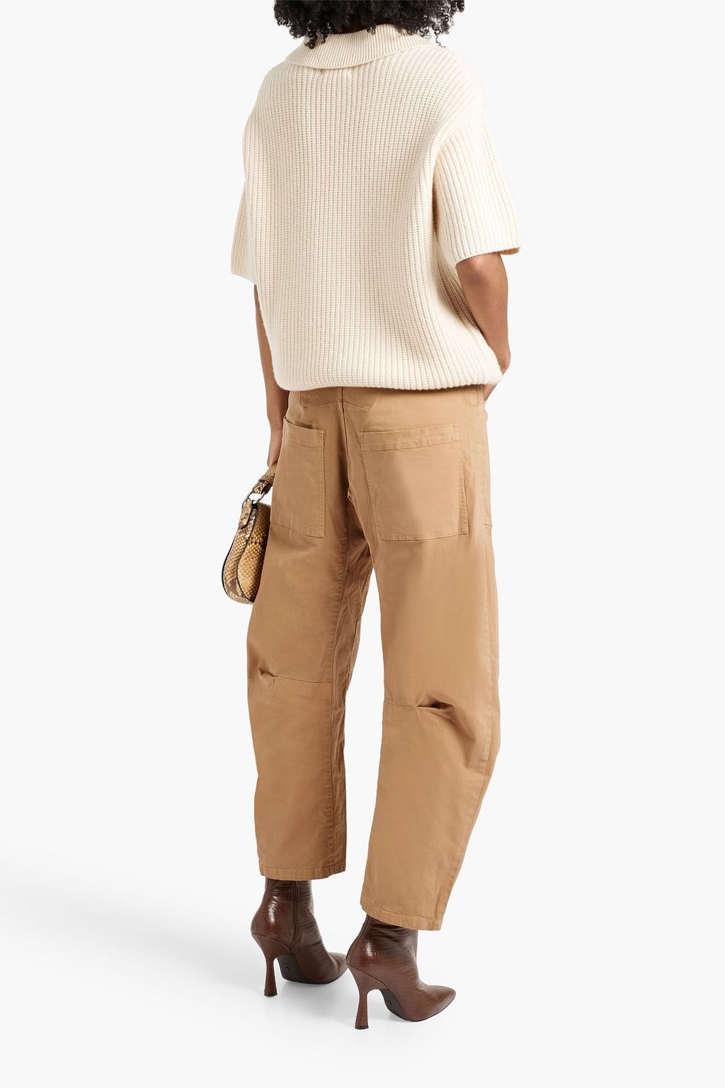 NILI LOTAN Shon cropped cotton-blend twill tapered pants