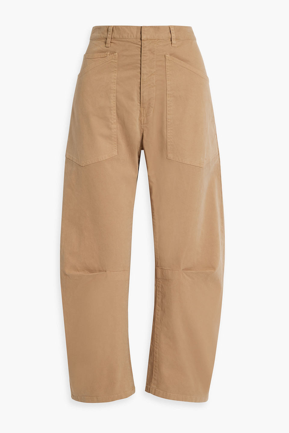 Nili Lotan Shon Cropped Cotton-blend Twill Tapered Pants In Camel