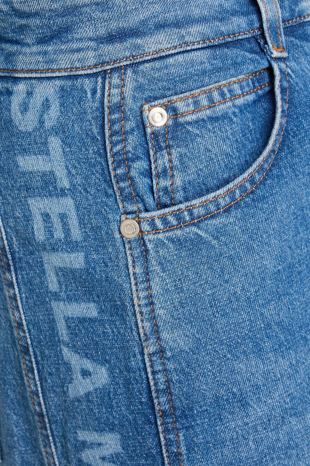 STELLA MCCARTNEY جينز بأرجل واسعة بخصر مرتفع مزين بطبعة شعار العلامة