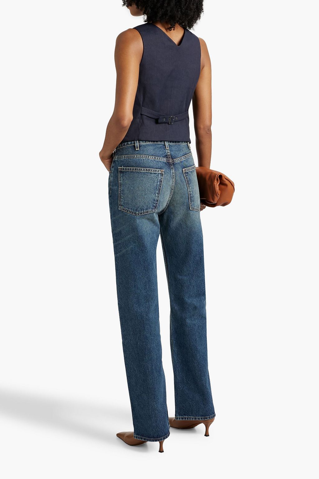 NILI LOTAN Smith faded high-rise straight-leg jeans