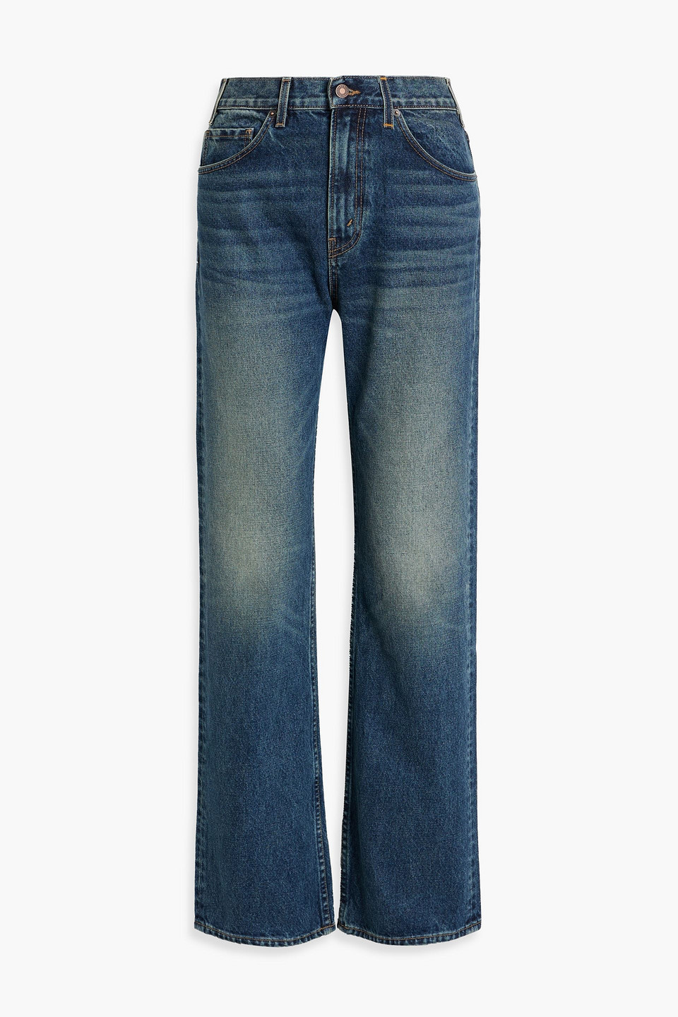 Nili Lotan Whiskering Effect Mid-rise Straight-legged Jeans In Mid Denim