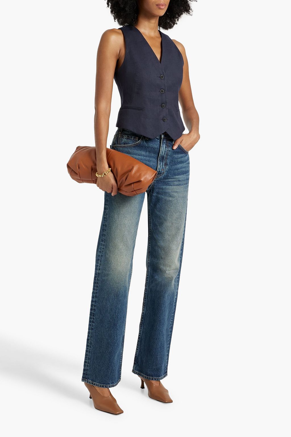 NILI LOTAN Smith faded high-rise straight-leg jeans