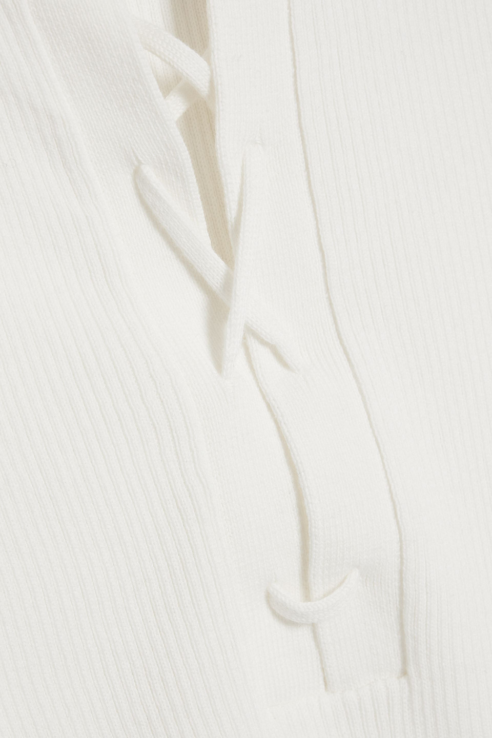 Shop Nili Lotan Wells Lace-up Ribbed Cotton Top In White