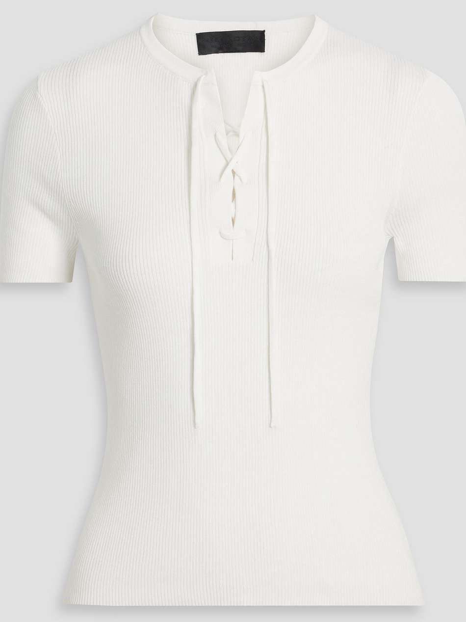 wells lace-up ribbed cotton top