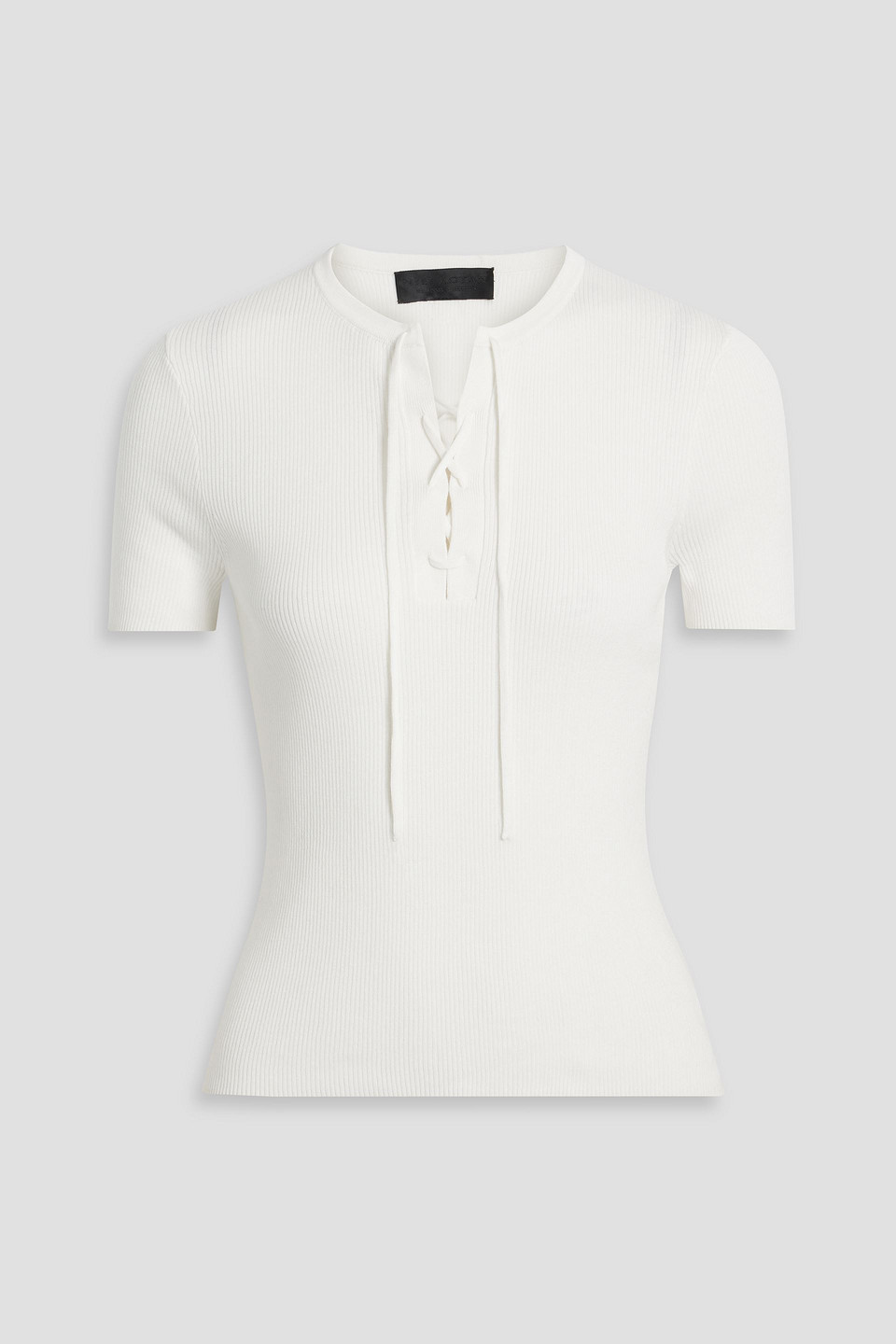 Nili Lotan Wells Lace-up Ribbed Cotton Top In White
