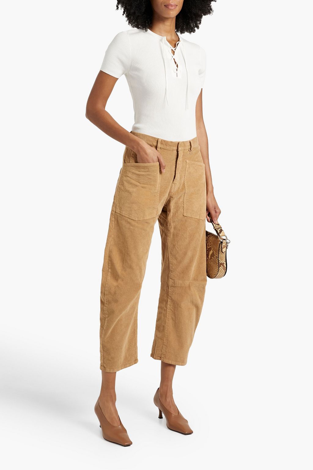 NILI LOTAN Ribbed cotton-jersey top