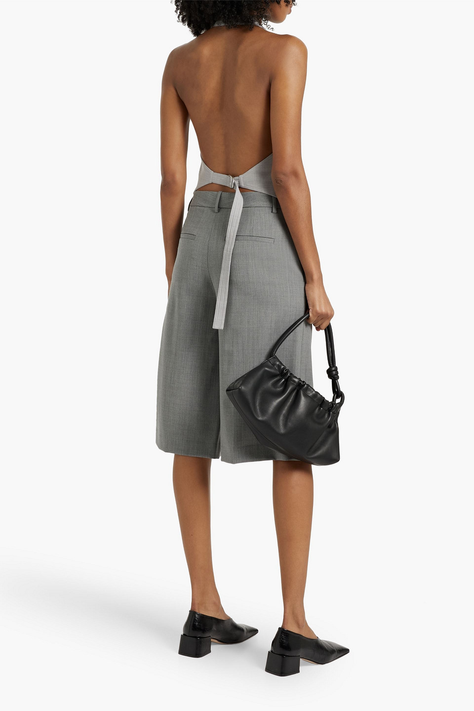 Nili Lotan Erza Wool-twill Shorts In Gray
