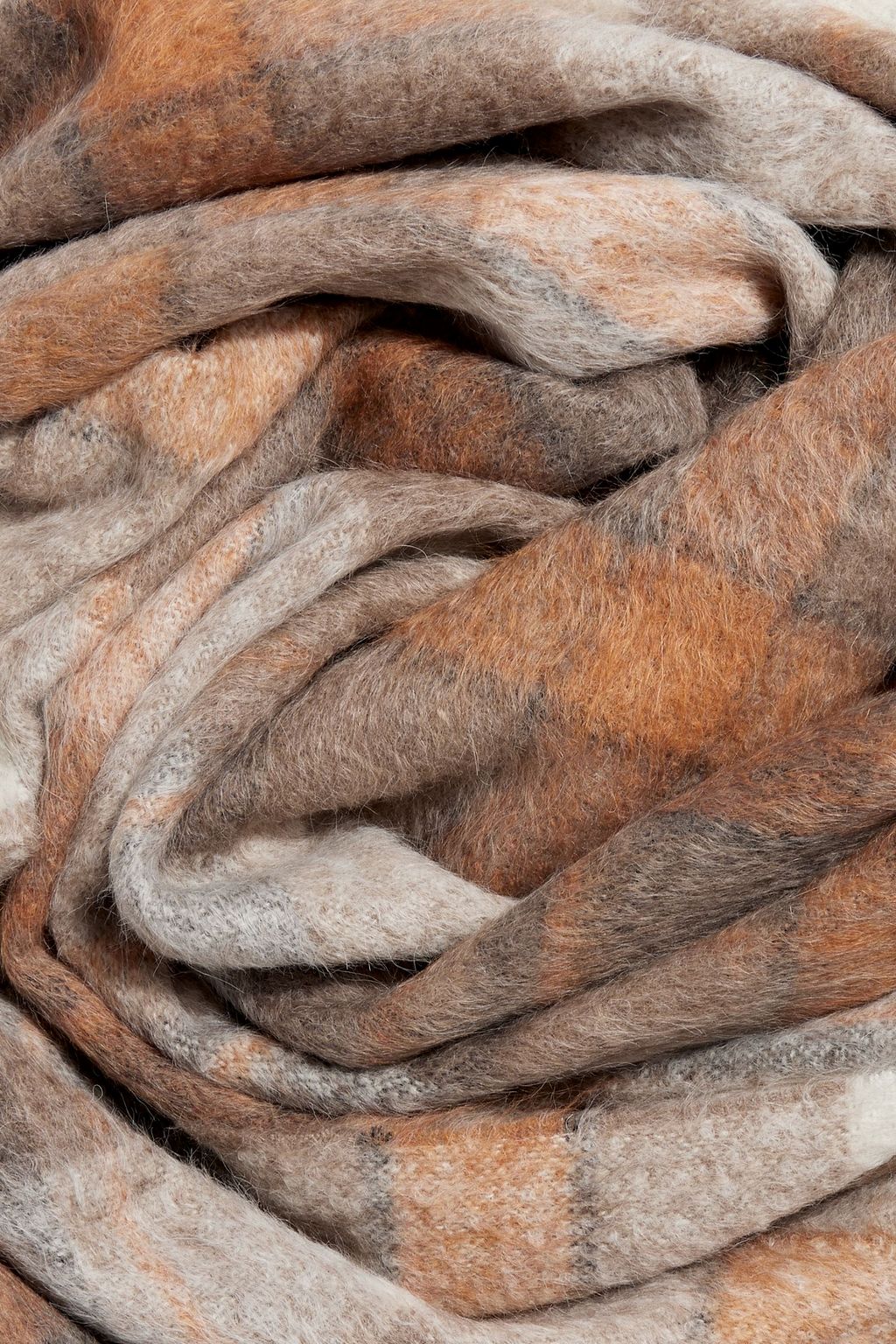 BRUNELLO CUCINELLI Fringed checked alpaca and wool-blend scarf